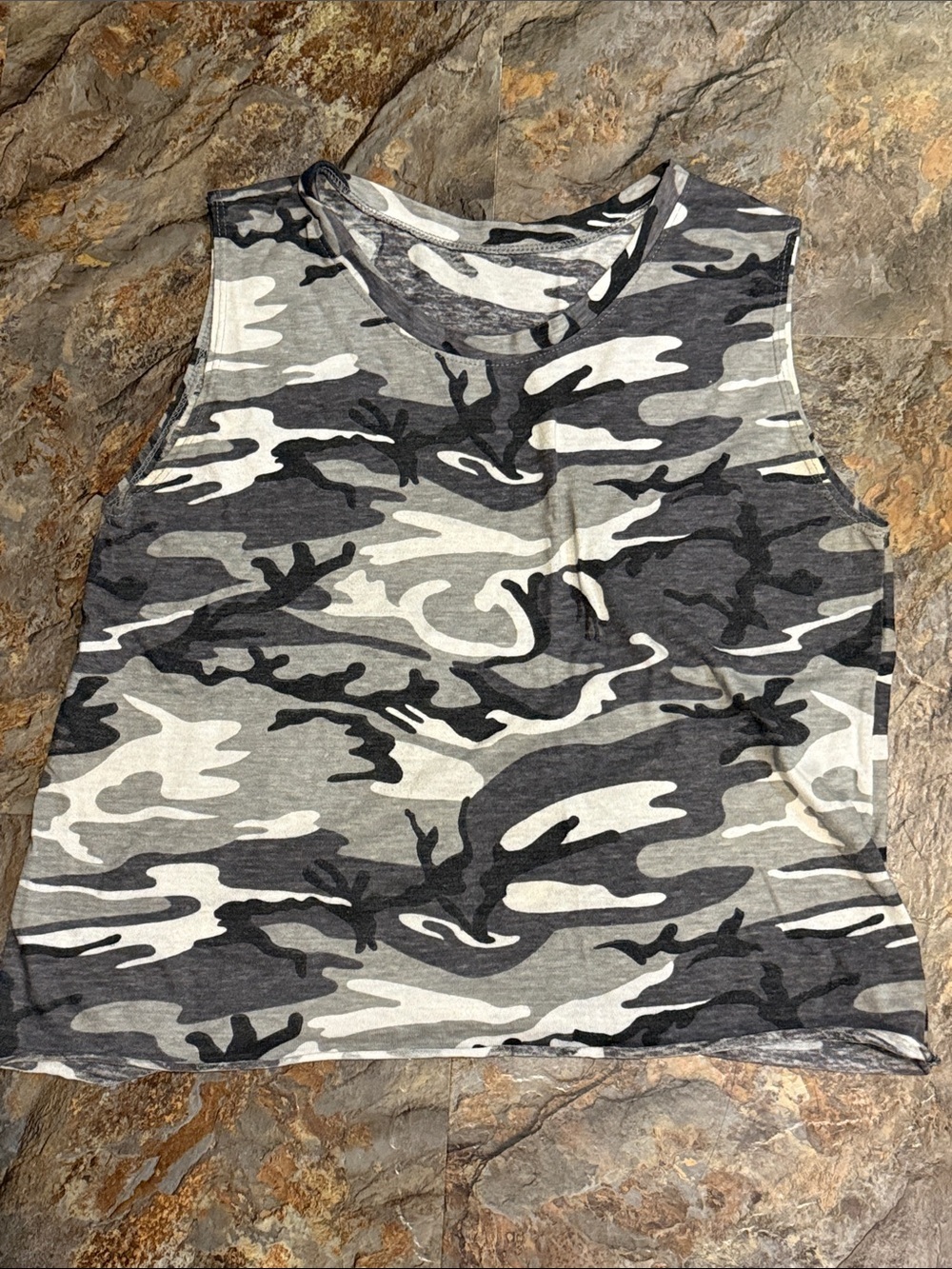 Sleeveless Camo Tank Top - Gray Camo women’s size medium